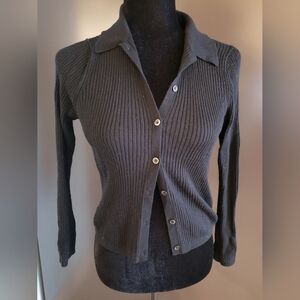 UNIQLO Fitted Ribbed Polo Cardigan - Size L